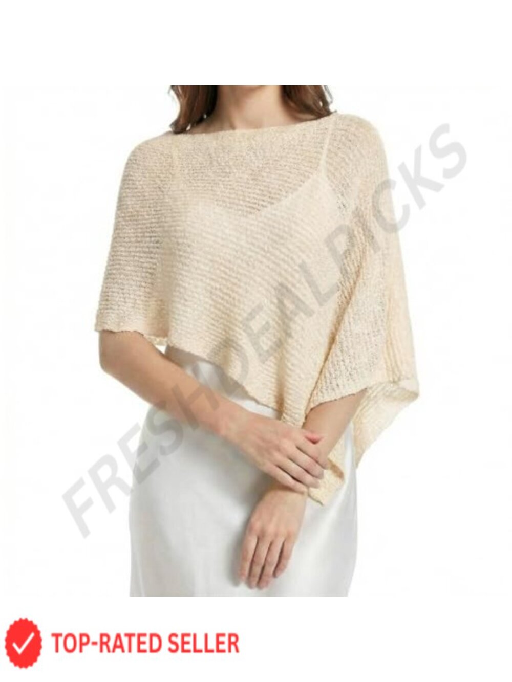 Sheer Asymmetrical Poncho Lightweight Cover Up Cotton Blend
